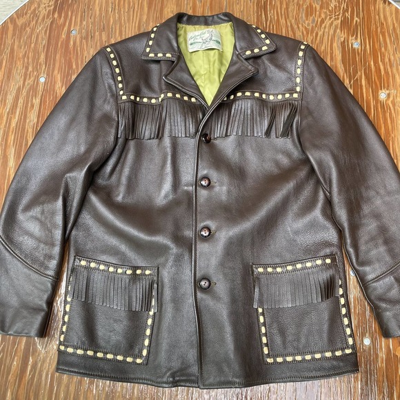 Size Fits 40 Genuine Deerskin Fringe Leather Coat Jacket by Custom Coat Co.